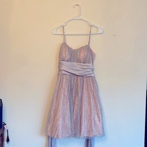 Pale pink homecoming/semiformal dress with silver sequins and ribbon